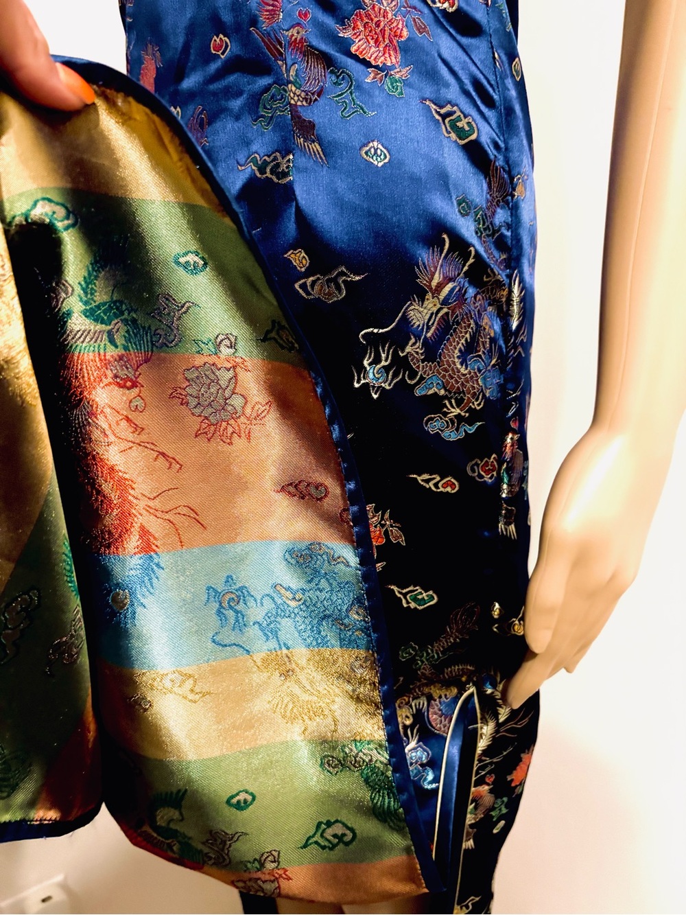 Women's Halterneck Sleeveless Chinese Cheongsam Mandarin Collar Dress Sz Small - Picture 11 of 14